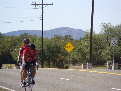 Cycling, Tandem Bike, FM1431 and TX29, Fuzzy's Corner, Beth Peterson, Pat Peterson